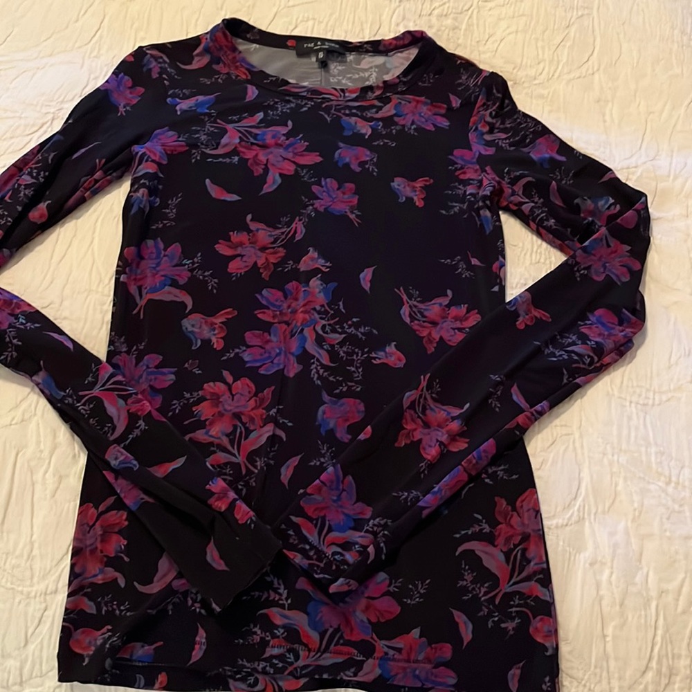 rag & bone long-sleeve tee. Vibrant colors. Great with slacks, skirts or jeans.